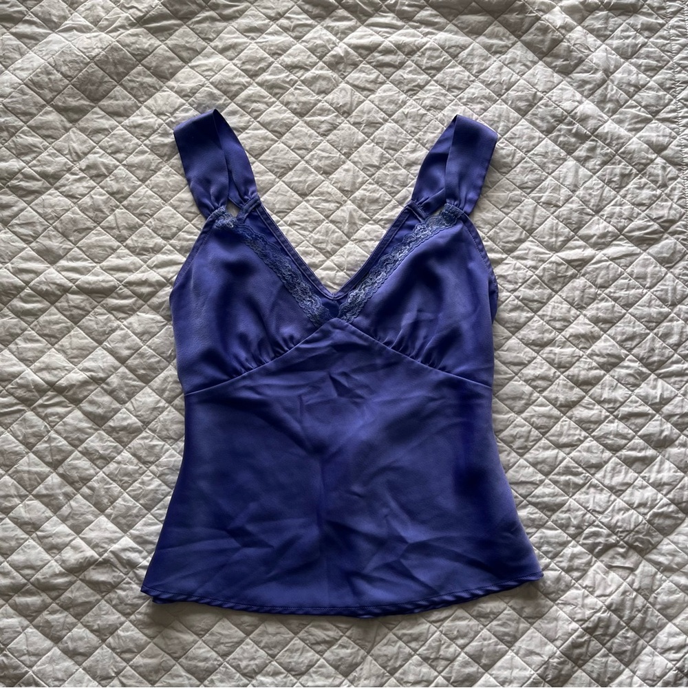 Sleek Blue Satin Camisole Top